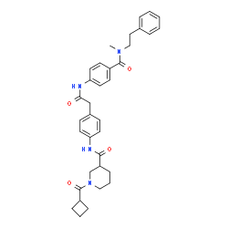 ChemSpider 2D Image | 1-(Cyclobutylcarbonyl)-N-{4-[2-({4-[methyl(2-phenylethyl)carbamoyl]phenyl}amino)-2-oxoethyl]phenyl}-3-piperidinecarboxamide | C35H40N4O4