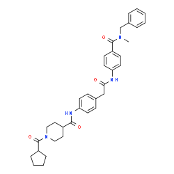 ChemSpider 2D Image | N-{4-[2-({4-[Benzyl(methyl)carbamoyl]phenyl}amino)-2-oxoethyl]phenyl}-1-(cyclopentylcarbonyl)-4-piperidinecarboxamide | C35H40N4O4