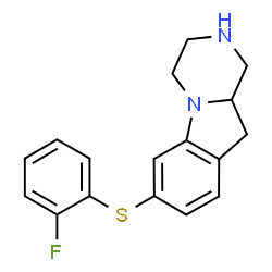 ChemSpider 2D Image | 7-[(2-Fluorophenyl)sulfanyl]-1,2,3,4,10,10a-hexahydropyrazino[1,2-a]indole | C17H17FN2S