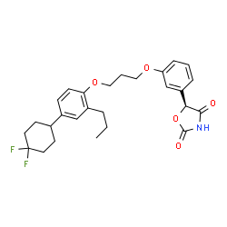 ChemSpider 2D Image | (5S)-5-(3-{3-[4-(4,4-Difluorocyclohexyl)-2-propylphenoxy]propoxy}phenyl)-1,3-oxazolidine-2,4-dione | C27H31F2NO5