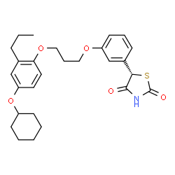 ChemSpider 2D Image | (5S)-5-(3-{3-[4-(Cyclohexyloxy)-2-propylphenoxy]propoxy}phenyl)-1,3-thiazolidine-2,4-dione | C27H33NO5S