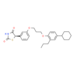ChemSpider 2D Image | (5R)-5-{3-[3-(4-Cyclohexyl-2-propylphenoxy)propoxy]phenyl}-1,3-thiazolidine-2,4-dione | C27H33NO4S
