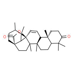 ChemSpider 2D Image | (5xi,8alpha,9beta,14xi,17alpha,18xi,19xi,20xi)-13,28-Epoxyurs-11-ene-3,28-dione | C30H44O3