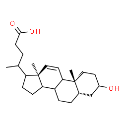 ChemSpider 2D Image | (5alpha,8xi,9xi,10alpha,14xi,17xi,20xi)-3-Hydroxychol-11-en-24-oic acid | C24H38O3