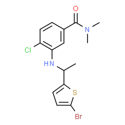 ChemSpider 2D Image | 3-{[1-(5-Bromo-2-thienyl)ethyl]amino}-4-chloro-N,N-dimethylbenzamide | C15H16BrClN2OS