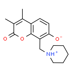ChemSpider 2D Image | 3,4-Dimethyl-2-oxo-8-(1-piperidiniumylmethyl)-2H-chromen-7-olate | C17H21NO3
