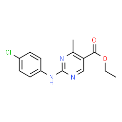 ChemSpider 2D Image | Ethyl 2-[(4-chlorophenyl)amino]-4-methyl-5-pyrimidinecarboxylate | C14H14ClN3O2