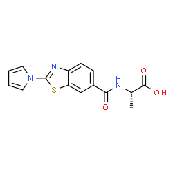 ChemSpider 2D Image | N-{[2-(1H-Pyrrol-1-yl)-1,3-benzothiazol-6-yl]carbonyl}-L-alanine | C15H13N3O3S