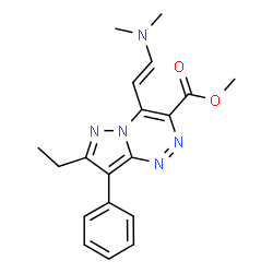 ChemSpider 2D Image | Methyl 4-[(E)-2-(dimethylamino)vinyl]-7-ethyl-8-phenylpyrazolo[5,1-c][1,2,4]triazine-3-carboxylate | C19H21N5O2