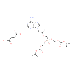ChemSpider 2D Image | Bis{[(isopropoxycarbonyl)oxy]methyl} ({[1-(6-amino-9H-purin-9-yl)-2-propanyl]oxy}methyl)phosphonate 2-butenedioate (1:1) | C23H34N5O14P