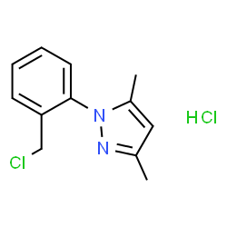 ChemSpider 2D Image | 1-[2-(chloromethyl)phenyl]-3,5-dimethylpyrazole hydrochloride | C12H14Cl2N2