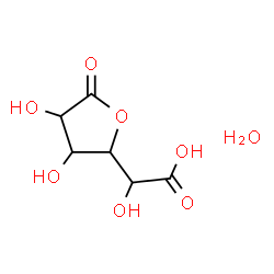 ChemSpider 2D Image | (3,4-Dihydroxy-5-oxotetrahydro-2-furanyl)(hydroxy)acetic acid hydrate (1:1) | C6H10O8