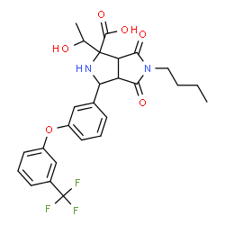 ChemSpider 2D Image | 5-Butyl-1-(1-hydroxyethyl)-4,6-dioxo-3-{3-[3-(trifluoromethyl)phenoxy]phenyl}octahydropyrrolo[3,4-c]pyrrole-1-carboxylic acid | C26H27F3N2O6