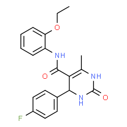 ChemSpider 2D Image | N-(2-Ethoxyphenyl)-4-(4-fluorophenyl)-6-methyl-2-oxo-1,2,3,4-tetrahydro-5-pyrimidinecarboxamide | C20H20FN3O3