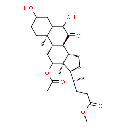 ChemSpider 2D Image | Methyl (20R)-12-acetoxy-3,6-dihydroxy-7-oxocholan-24-oate | C27H42O7