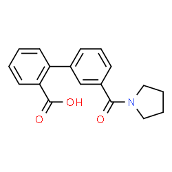 ChemSpider 2D Image | 3'-(1-Pyrrolidinylcarbonyl)-2-biphenylcarboxylic acid | C18H17NO3