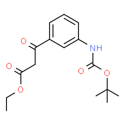 ChemSpider 2D Image | Ethyl 3-[3-({[(2-methyl-2-propanyl)oxy]carbonyl}amino)phenyl]-3-oxopropanoate | C16H21NO5