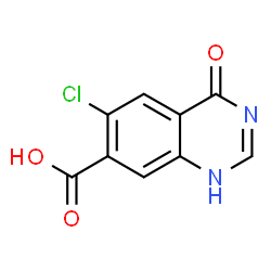 ChemSpider 2D Image | 6-Chloro-4-oxo-1,4-dihydro-7-quinazolinecarboxylic acid | C9H5ClN2O3