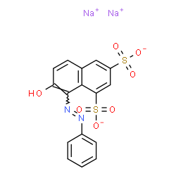 ChemSpider 2D Image | Disodium 7-hydroxy-8-[(E)-phenyldiazenyl]-1,3-naphthalenedisulfonate | C16H10N2Na2O7S2