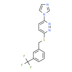 ChemSpider 2D Image | 3-(1H-Imidazol-1-yl)-6-{[3-(trifluoromethyl)benzyl]sulfanyl}pyridazine | C15H11F3N4S