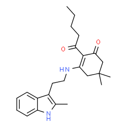 ChemSpider 2D Image | Cyclohex-2-enone, 5,5-dimethyl-3-[2-(2-methyl-1H-indol-3-yl)ethylamino]-2-pentanoyl- | C24H32N2O2