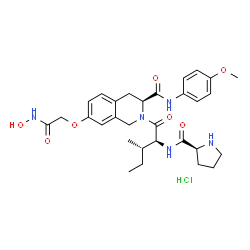ChemSpider 2D Image | N-{(2S,3S)-1-[(3S)-7-[2-(Hydroxyamino)-2-oxoethoxy]-3-[(4-methoxyphenyl)carbamoyl]-3,4-dihydro-2(1H)-isoquinolinyl]-3-methyl-1-oxo-2-pentanyl}-L-prolinamide hydrochloride (1:1) | C30H40ClN5O7