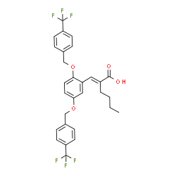 ChemSpider 2D Image | (2E)-2-(2,5-Bis{[4-(trifluoromethyl)benzyl]oxy}benzylidene)hexanoic acid | C29H26F6O4
