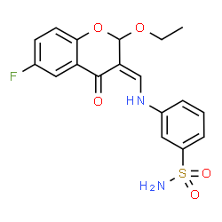 ChemSpider 2D Image | 3-{[(Z)-(2-Ethoxy-6-fluoro-4-oxo-2H-chromen-3(4H)-ylidene)methyl]amino}benzenesulfonamide | C18H17FN2O5S