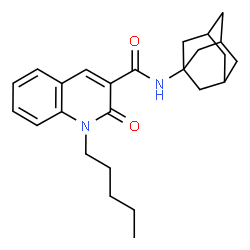 ChemSpider 2D Image | N-(Adamantan-1-yl)-2-oxo-1-pentyl-1,2-dihydro-3-quinolinecarboxamide | C25H32N2O2