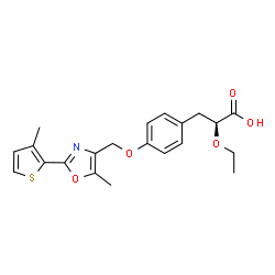 ChemSpider 2D Image | (2S)-2-Ethoxy-3-(4-{[5-methyl-2-(3-methyl-2-thienyl)-1,3-oxazol-4-yl]methoxy}phenyl)propanoic acid | C21H23NO5S