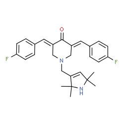 ChemSpider 2D Image | (3E,5E)-3,5-Bis(4-fluorobenzylidene)-1-[(2,2,5,5-tetramethyl-2,5-dihydro-1H-pyrrol-3-yl)methyl]-4-piperidinone | C28H30F2N2O