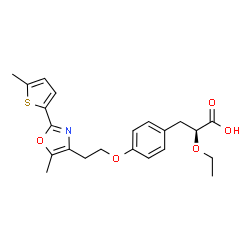 ChemSpider 2D Image | (2S)-2-Ethoxy-3-(4-{2-[5-methyl-2-(5-methyl-2-thienyl)-1,3-oxazol-4-yl]ethoxy}phenyl)propanoic acid | C22H25NO5S