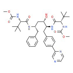 ChemSpider 2D Image | Methyl {(5S,8S,10S,11S,14S)-8-benzyl-10-hydroxy-15,15-dimethyl-5-(2-methyl-2-propanyl)-3,6,13-trioxo-11-[4-(2-pyrazinyl)benzyl]-2-oxa-4,7,12-triazahexadecan-14-yl}carbamate | C38H52N6O7