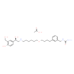 ChemSpider 2D Image | 1-[3-(4-{[6-({(2R)-2-Hydroxy-2-[4-hydroxy-3-(hydroxymethyl)phenyl]ethyl}amino)hexyl]oxy}butyl)benzyl]urea acetate (1:1) | C29H45N3O7