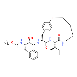 ChemSpider 2D Image | 2-Methyl-2-propanyl [(2S,3R)-4-{[(8S,11S)-8-[(2R)-2-butanyl]-7,10-dioxo-2-oxa-6,9-diazabicyclo[11.2.2]heptadeca-1(15),13,16-trien-11-yl]amino}-3-hydroxy-1-phenyl-2-butanyl]carbamate | C33H48N4O6