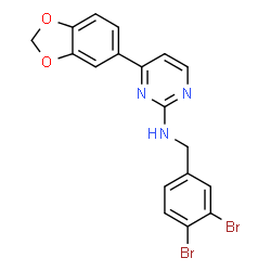 ChemSpider 2D Image | 4-(1,3-Benzodioxol-5-yl)-N-(3,4-dibromobenzyl)-2-pyrimidinamine | C18H13Br2N3O2