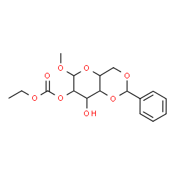 ChemSpider 2D Image | Methyl 4,6-O-benzylidene-2-O-(ethoxycarbonyl)hexopyranoside | C17H22O8