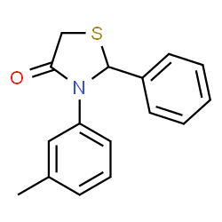 ChemSpider 2D Image | 3-(3-Methylphenyl)-2-phenyl-1,3-thiazolidin-4-one | C16H15NOS