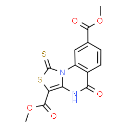 ChemSpider 2D Image | Dimethyl 5-oxo-1-thioxo-4,5-dihydro[1,3]thiazolo[3,4-a]quinazoline-3,8-dicarboxylate | C14H10N2O5S2
