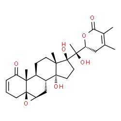 ChemSpider 2D Image | (5beta,6beta,17alpha,22R)-14,17,20-Trihydroxy-5,6:22,26-diepoxyergosta-2,24-diene-1,26-dione | C28H38O7