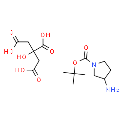 ChemSpider 2D Image | tert-Butyl 3-aminopyrrolidine-1-carboxylate 2-hydroxypropane-1,2,3-tricarboxylate | C15H26N2O9