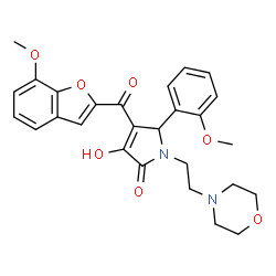 ChemSpider 2D Image | 3-Hydroxy-4-[(7-methoxy-1-benzofuran-2-yl)carbonyl]-5-(2-methoxyphenyl)-1-[2-(4-morpholinyl)ethyl]-1,5-dihydro-2H-pyrrol-2-one | C27H28N2O7