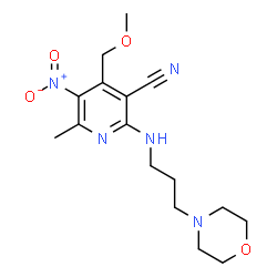 ChemSpider 2D Image | 4-(Methoxymethyl)-6-methyl-2-{[3-(4-morpholinyl)propyl]amino}-5-nitronicotinonitrile | C16H23N5O4