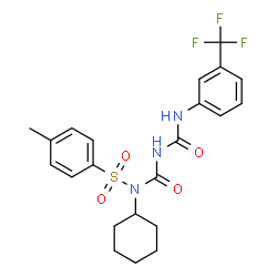 ChemSpider 2D Image | N-Cyclohexyl-4-methyl-N-({[3-(trifluoromethyl)phenyl]carbamoyl}carbamoyl)benzenesulfonamide | C22H24F3N3O4S