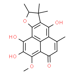 ChemSpider 2D Image | 1,2,7-Trihydroxy-3-methoxy-6,8,8,9-tetramethyl-8,9-dihydro-4H-phenaleno[1,2-b]furan-4-one | C20H20O6