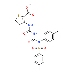 ChemSpider 2D Image | Methyl 3-[({(4-methylphenyl)[(4-methylphenyl)sulfonyl]carbamoyl}carbamoyl)amino]-4,5-dihydro-2-thiophenecarboxylate | C22H23N3O6S2