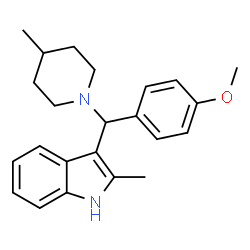 ChemSpider 2D Image | 3-[(4-Methoxyphenyl)(4-methyl-1-piperidinyl)methyl]-2-methyl-1H-indole | C23H28N2O