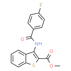 ChemSpider 2D Image | Methyl 3-[(4-fluorobenzoyl)amino]-1-benzothiophene-2-carboxylate | C17H12FNO3S