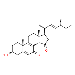 ChemSpider 2D Image | (3beta,14beta,22E)-3-Hydroxyergosta-5,8,22-triene-7,15-dione | C28H40O3