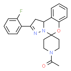 ChemSpider 2D Image | 1-[2'-(2-Fluorophenyl)-1',10b'-dihydro-1H-spiro[piperidine-4,5'-pyrazolo[1,5-c][1,3]benzoxazin]-1-yl]ethanone | C22H22FN3O2
